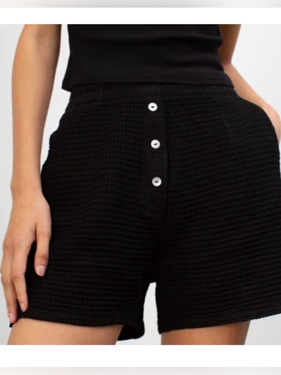 DONNI. Pants - Donni Waffke Knit Shorts NWT MEDIUM Black Lounge